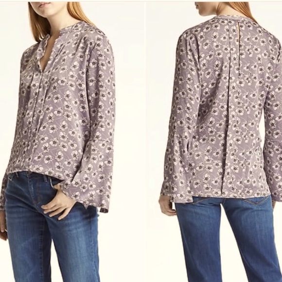 Banana Republic Tops - Banana Republic Long Bell Sleeve Blouse. Pink/Peach Flowy Floral Size Medium